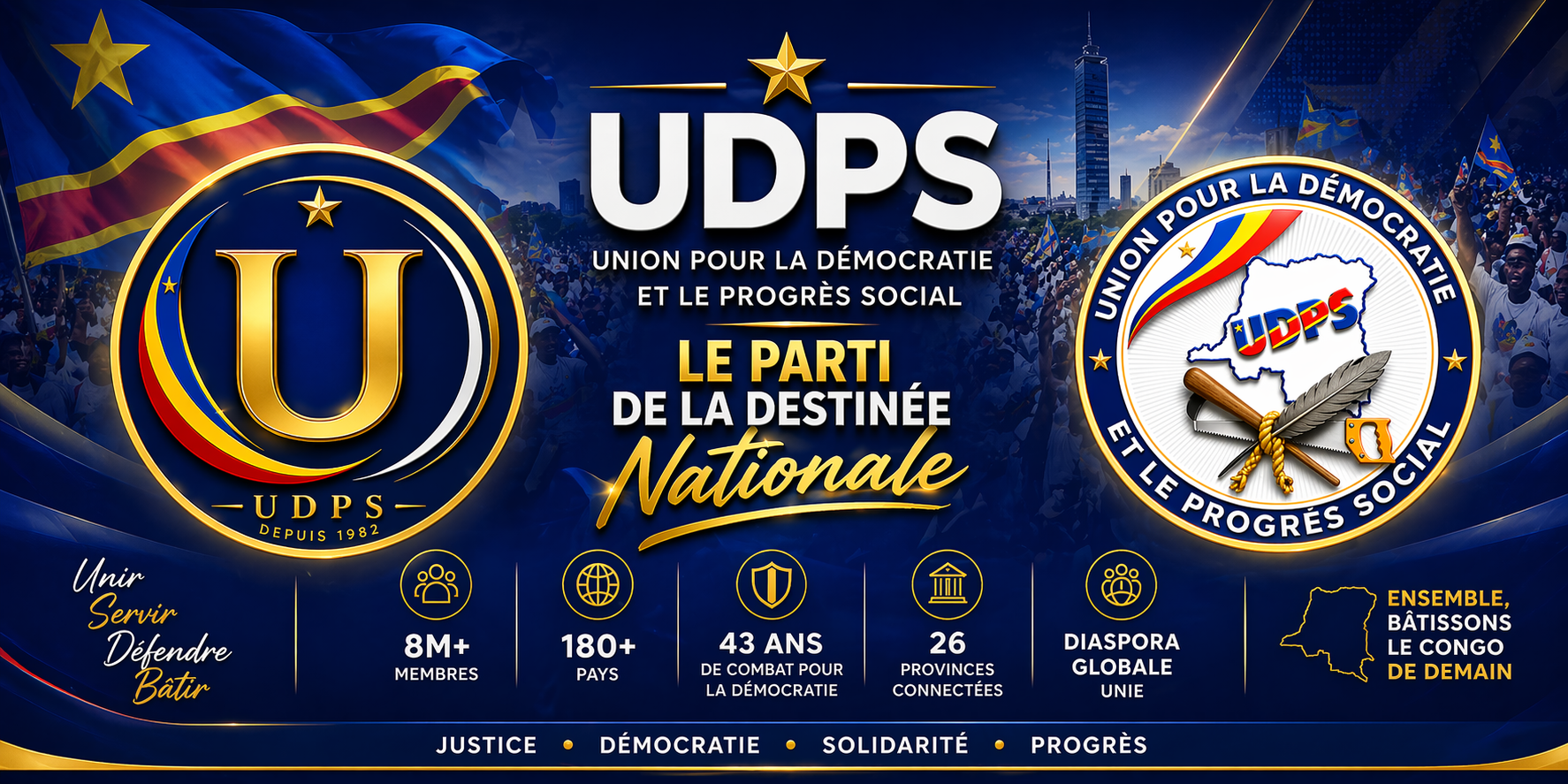 UDPS — Le Parti de la Destinée Nationale : 8M+ membres, 180+ pays, 26 provinces, diaspora globale unie